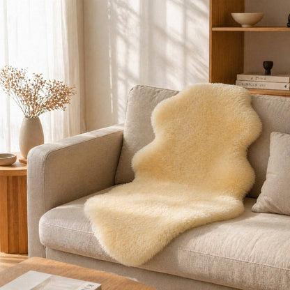 Real Australian Sheepskin Rug 136×65cm Short Wool Natural Cream Soft Fur Mat