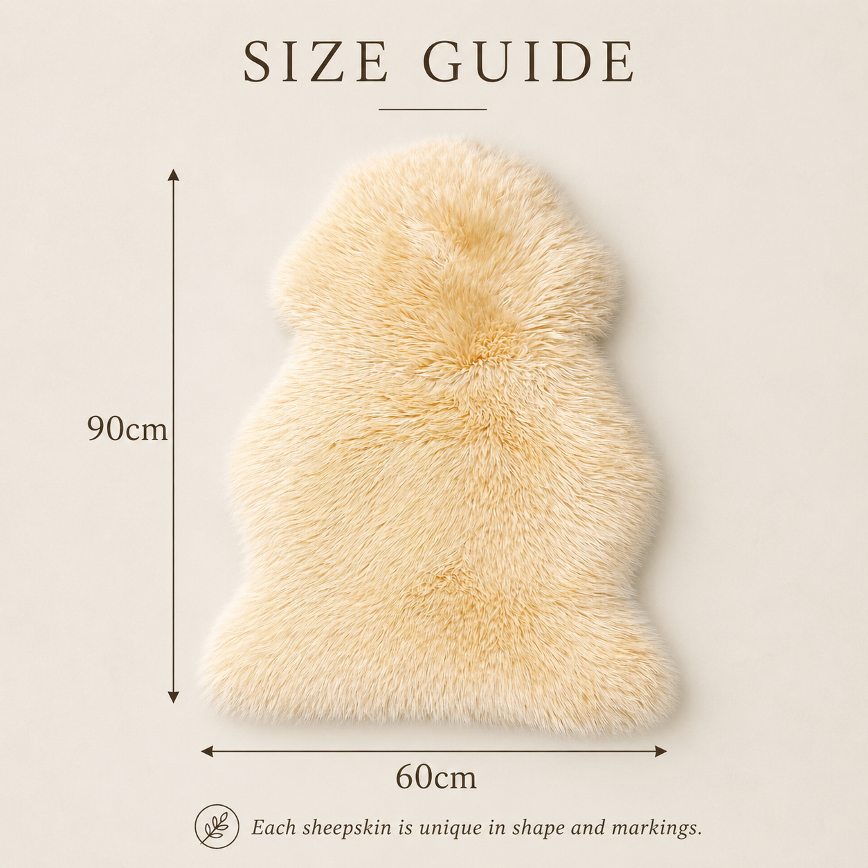 Premium Australian Sheepskin Rug 90×60cm Long Wool